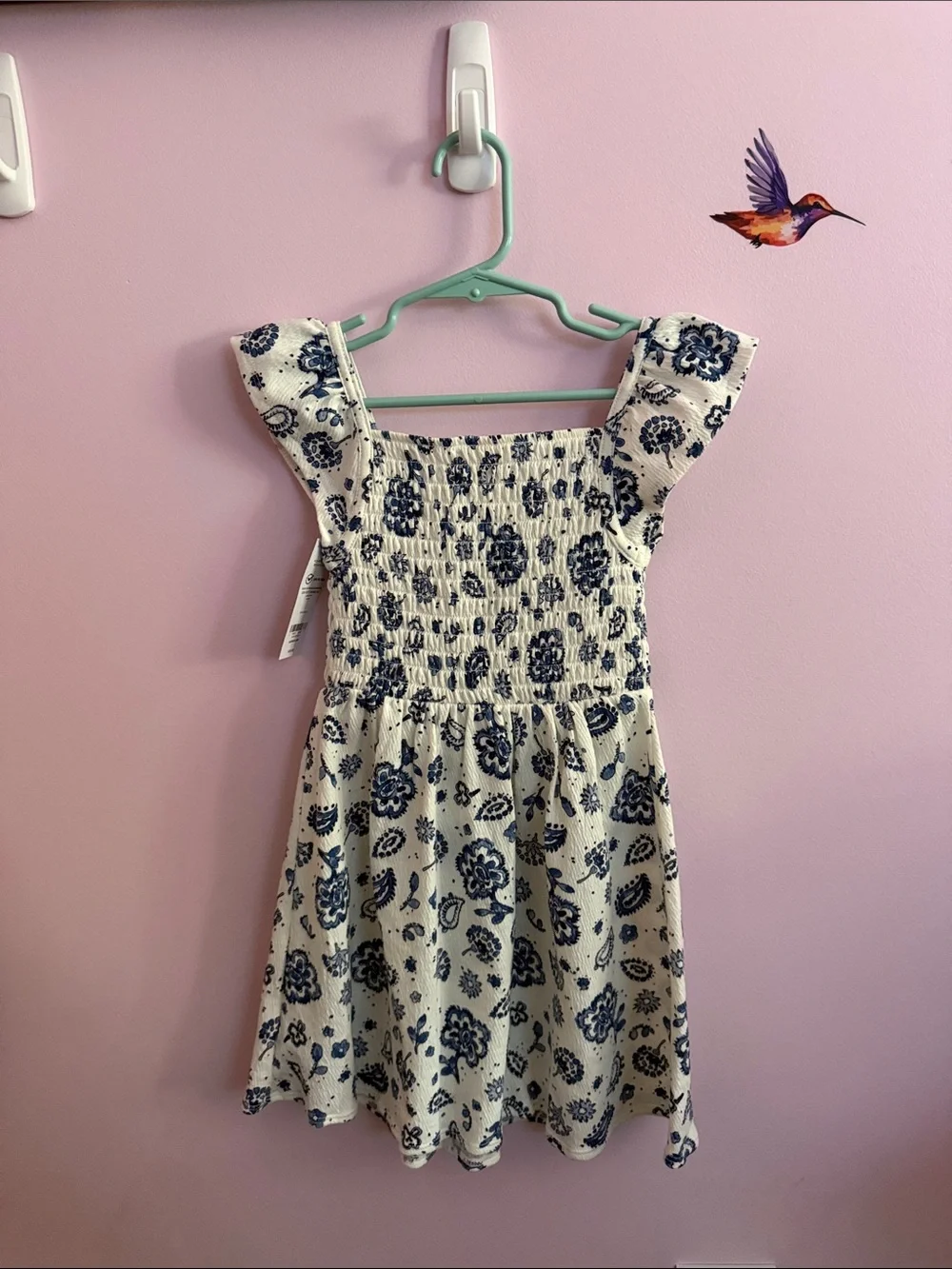 OshKosh B'gosh Cream Dress with Navy Floral Print